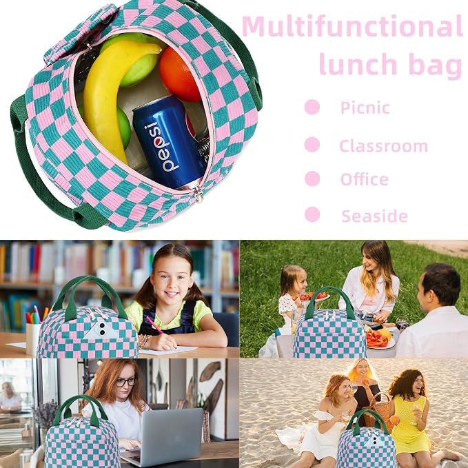 LEDAOU Lunch Box for Women Insulated Lunch Bag Cute Lunchbox Compact Cooler Thermal Reusable Lunch Tote for Work School Picnic Travel