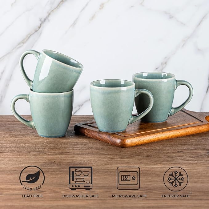 GBhome Ceramic Coffee Mugs Set of 6, 12oz Stoneware Coffee Mugs Set For Dad Mom Women MEN, Light Weight Coffee Cups for Latte/Tea/Beer/Hot Cocoa, Dishwasher & Microwave Safe