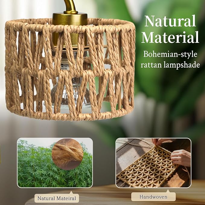 Candle Warmer Lamp,Adjustable Height with 2 Bulbs，Boho Rattan Candle Lamp with Dimmer & Timer, Flameless Fragrance Diffuser for Scented Wax Melts, Mothers Day and Birthday Gifts for Home, Office