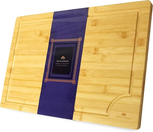 Large Thick Cutting Board, 18.30x12.40x0.5 Bamboo Cutting Boards for Kitchen with Juice Groove and Kitchen Chopping Board for Meat Cheese board Heavy Duty Serving Tray,