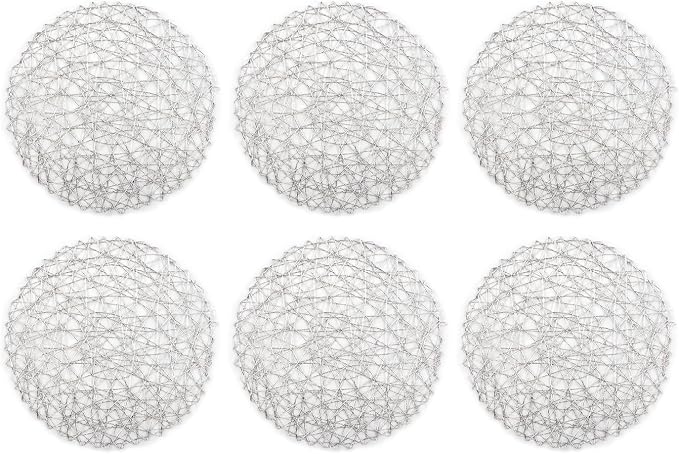 DII Woven Paper Tabletop Collection Holiday or Event Décor, Round Placemat Set, 15" Dia, Silver, 6, Piece