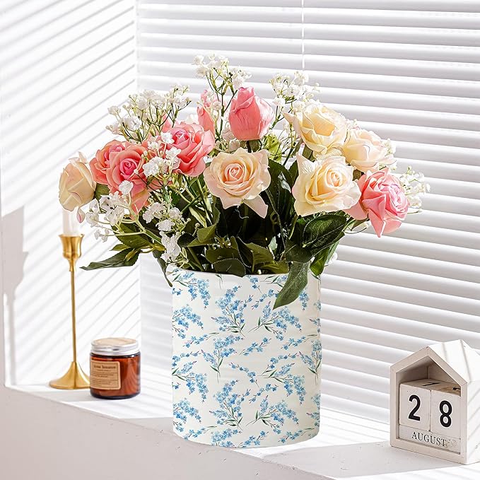 Kitchen Utensil Holder,7.2-inch Extra Large Sturdy Ceramic Cherry Floral Pattern Utensil Crock,Cooking Utensil Organizer for Kitchen Counter Decor,Storage Caddy Farmhouse Gift Blue Blossom