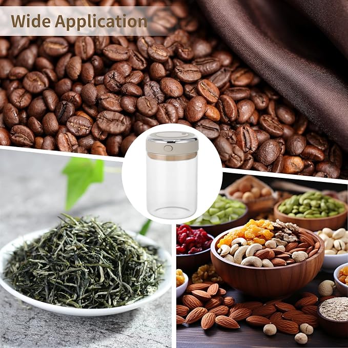 Homaisson 2 PCS Glass Coffee Canister 1100ml, Airtight Coffee Bean Storage Jar with One-Way CO₂ Vent, Date Tracking Dial & One-Press Seal Lid, High Borosilicate Glass Coffee Container for Tea Sugar