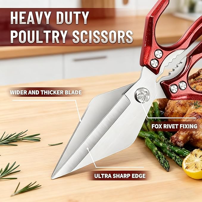 Heavy Duty Poultry Shears Kitchen Scissors,Japanese High-Carbon Steel Cooking Scissor,Multifunctional Shears,2025 New Heavy Duty Kitchen Scissors,for Chicken Meat Seafood Bone Cutting (Green)