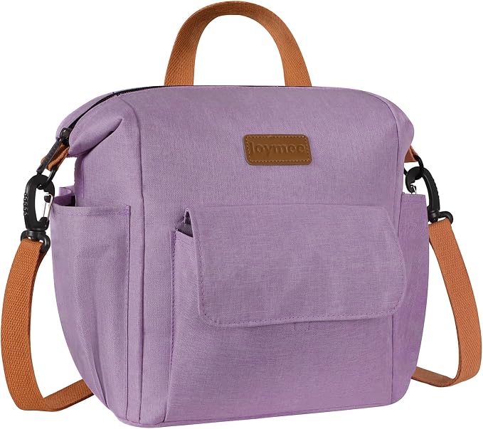 Joymee Insulated Lunch Bag For Women Reusable Leakproof -Purple | Spacious Storage, Bottle Holder & Pockets, Leakproof Insulated, for Work, Travel, Picnic, Daily Use, for Adult