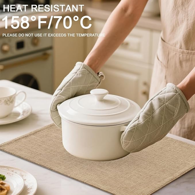 Homaxy Cloths Placemats for Dining Table Set of 12, Heat Resistant Washable Cotton Linen Blend Table Mats, Easy to Clean Place Mats for Indoor Outdoor Party Kitchen Decoration, 13" x 19", Flaxen