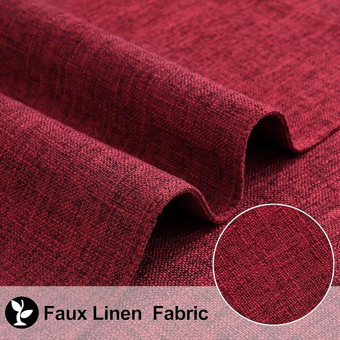 homing Faux Cotton Linen Placemats Set of 6, Cloth Washable Farmhouse Dining Table Mats for Indoors & Outdoors, Easy to Clean, Red, 13 x 19 Inch
