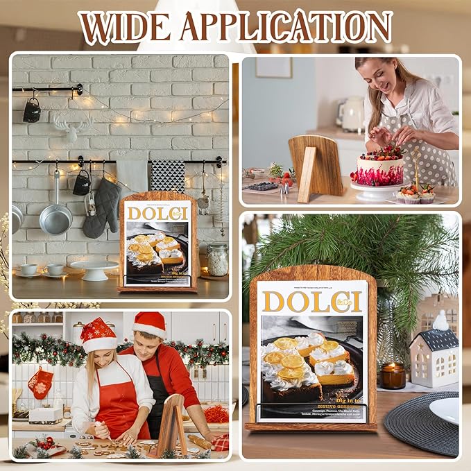 FoldTier Bible Verse Cookbook Stand for Kitchen Counter Adjustable Recipe Book Holder Wood Tablet Stand Foldable Cookbook Holder Kitchen Decoration for Wedding Mother Grandma Women Gift