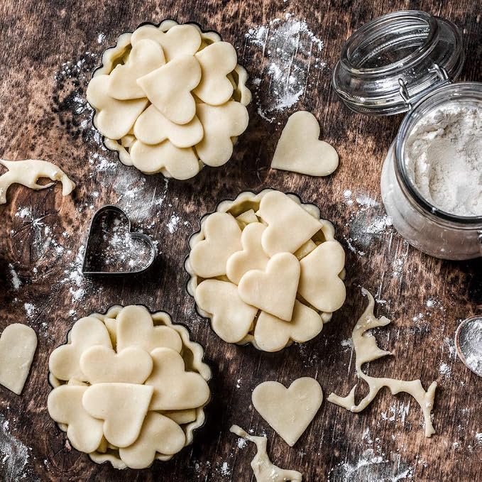 Ultra Cuisine 24pcs Mini Cookie Cutter Shapes Set - 100% Stainless Steel Small Molds To Cut Out Pastry Dough Pie Crust & Fruit - Steel Cutters Cut Tiny Heart Shapes - Bake Like A Pro For A Lifetime
