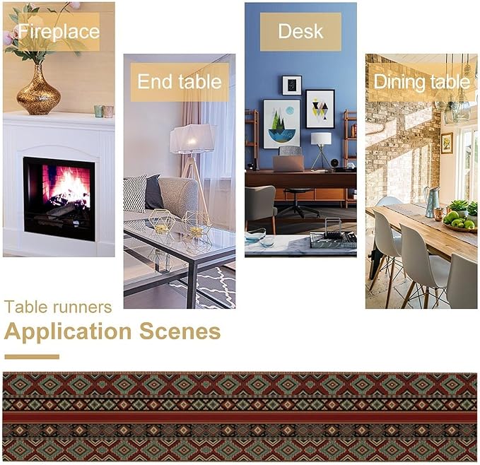 Aztec Table Runners,Southwestern Native American Abstract Tribal Navajo Print Table Cloth for Kitchen Dining Table Decoration for Home Party Decor 13x120 Inch