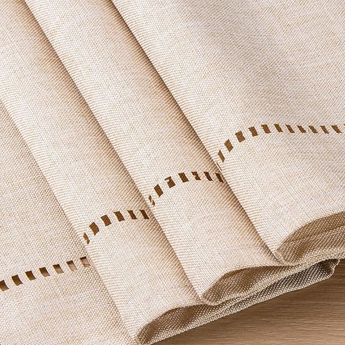 Table Runner Linen Beige 12 x 72 Inch, Tablerunner Linen Look Solid Color, Modern Easy Care Table Runner for Dining Table, Coffee Table, Restaurant,Decoration
