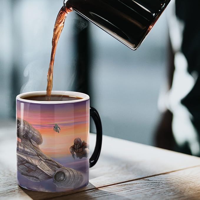 Morphing Mugs Star Wars – The Mandalorian – Razor Crest – The Escort – Thomas Kinkade Studios - One 11 oz Color Changing Ceramic Mug – Image Revealed When HOT Liquid Is Added! MMUG1222