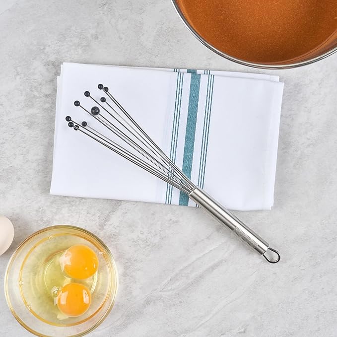 Restaurantware 10.5 in Stainless Steel Ball Whisk with Silicone Tips - 24 Pack - German Standard Sauce & Gravy Whisk, Non-Scratch, Dishwasher Safe - Non-Stick Silicone Ball Whisk for Baking