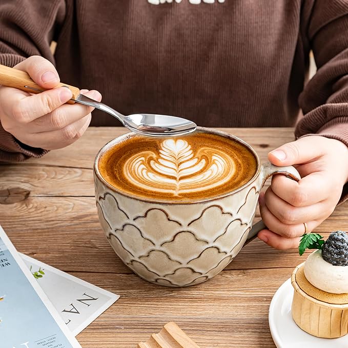 Ceramic Extra Large Coffee Mugs with Handles, 24 oz Coffee Cups, Large Soup Mugs for Cappuccino, Ramen, Oatmeal, Soup Mugs with Handles, Dishwasher and Microwave Safe(Reactive Glaze Grey)