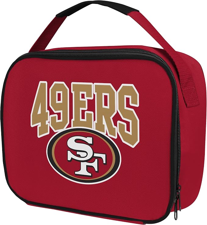 FOCO NFL Unisex-Adult Officially Licensed Wordmark Team Color Big Logo Football Zip Closure 7L Lunch Bag - San Francisco 49ers