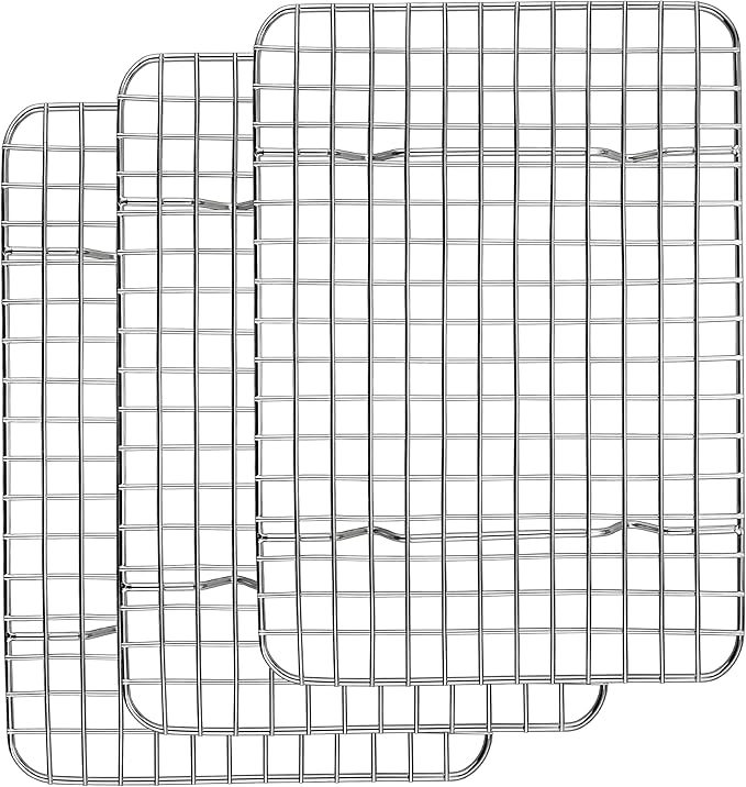 Homikit 3 Pack Cooling Rack Set, 12" x 9" Stainless Steel Baking Rack for Bacon Bread Pizza, Metal Wire Oven Racks for Cooking Roasting Fit Quarter Sheet Pan, Rust Free & Dishwasher Safe