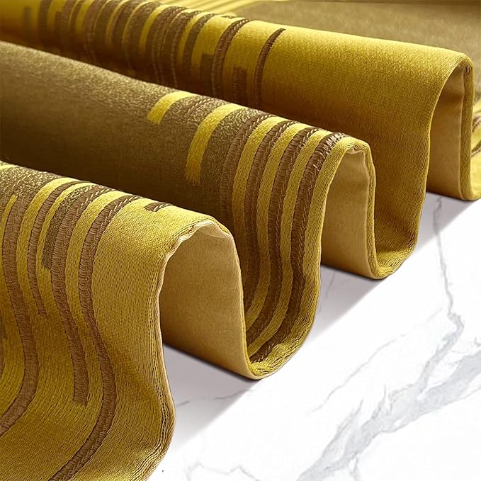 Gold Table Runner 120 Inches Long Luxury Abstract Geometry Thick Fabric Handmade Embroidery Pattern for Home Living Room Bedroom Dinner Room Art Decor Party