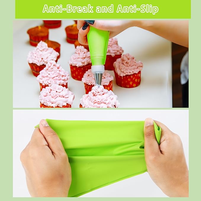 35Pcs Piping Bags and Tips Set with 24 Piping Tips,2 Reusable Pastry Bags 12 Inch,Cake Decorating Tips Set for Diy Pastry Dough, Cookie, Cupcake, Cake
