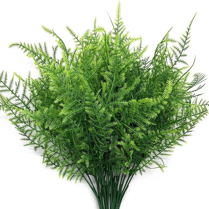 CATTREE Artificial Plants, Plastic Plants Bushes Fern Grass Shrubs Fake Leaves Wedding Home Garden Verandah Table Centerpieces Arrangements Christmas Party Decoration Planting Filler 4 Pcs
