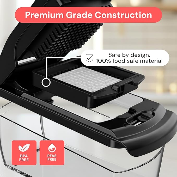 Fullstar Pro Original Vegetable Chopper & Mandoline - Chopper & Mandoline Lids - Food Chopper with Container, Fruit Slicer, Onion Dicer - All-in-One Prep Tool - Kitchen Gadgets & Gifts (6 in 1, Black)