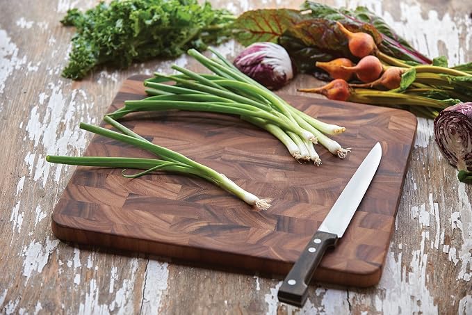Ironwood Gourmet Oslo End Grain Utility Cutting Board, 14 x 16 Inches, Natural Acacia Wood