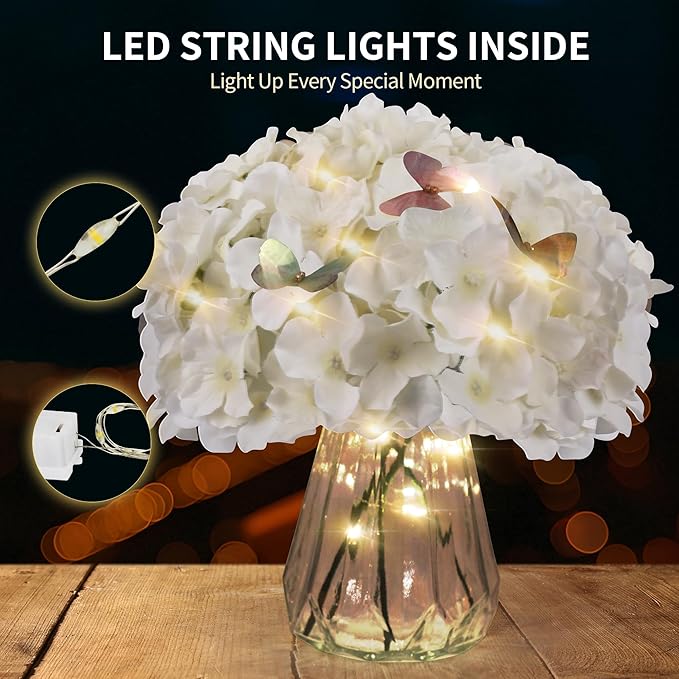 Artificial Hydrangea Flowers Bulk 64PCS Silk Hydrangea Heads with Stems for Table Centerpieces, Wedding Decorations, Floral Arrangements, Home Decor, Party Decorations