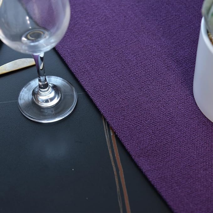 Dinning Table Runner Cloth 12 x 60 Inches Farmhouse Kitchen Coffee Burlap Table Runner Cloth for Holiday Party, Dark Purple