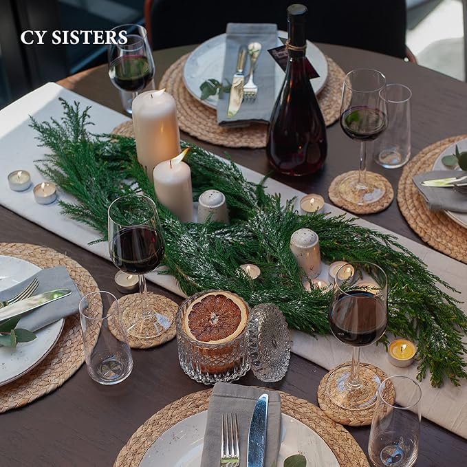 Square Woven Placemats Set of 4 Straw Table Placemat Extra Wide Braided Rattan Place Mats for Square Plates Farmhouse Placemat Wipeable Wicker Outdoor Placemats for Patio Table 13.4''