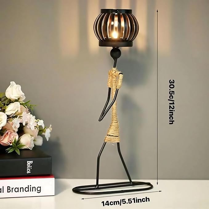 Candle Holder Decor for Centerpieces, Tea Light Candle Holder for Home, Bar, Restaurant, Hotel Dinning Table Decor, Handmade Iron Craft (Style B)