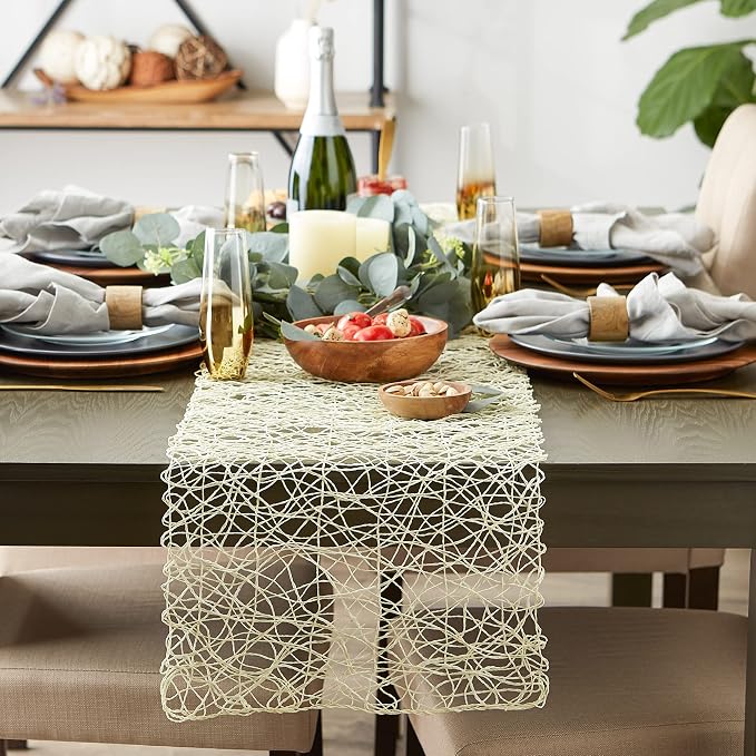 DII Woven Paper Tabletop Collection, Holiday & Event Decor, Table Runner, 14x72, Off-White