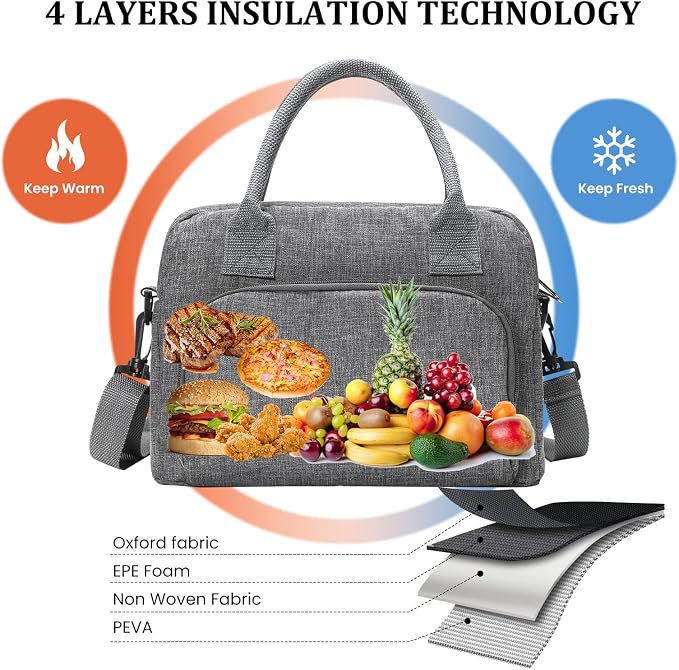 MEXS Insulated Lunch Bag for Women Men Large Reusable Lunch Box Adult Leakproof Portable Cooler Tote Bags for Work Picnic