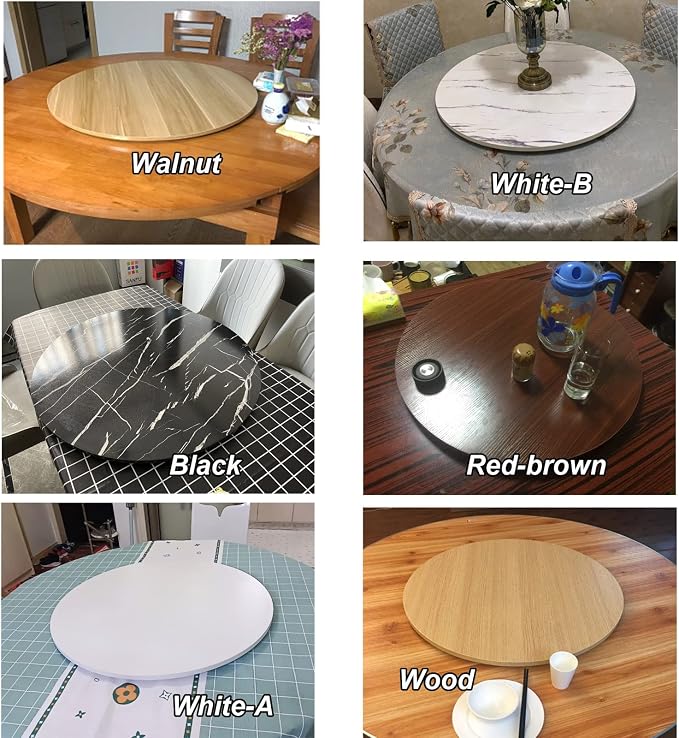 6-Color Wood Turntable Ø60 80 90 100cm Round Lazy Susan Swivel Serving Tray For Kitchen Dining Table Serving Plate, Multipurpose Turntable For Round Table/Rectangular Table (Color : Black, Size : Ø5