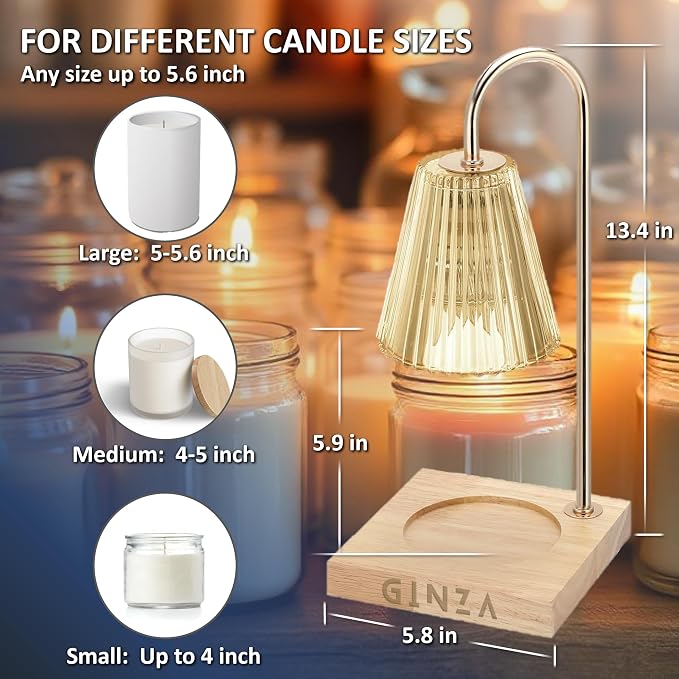 Ginza Candle Warmer Lamp with Timer, Living Room Decor | Gifts for Easter Mom Women Friend Sister | Birthday Gifts for mom | Candle Wax Warmer with 2 Bulbs Home Decoration Amber