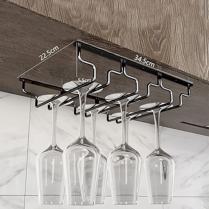Wine Glass Rack - Under Cabinet Wine Glass Holder Stemware Storage Racks, Hanging Wine Glass Holder for Kitchen Bar Pub (Size : 34.5x22.5x5.5cm)