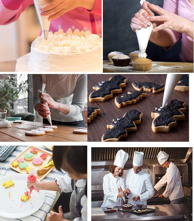 Piping Pastry Bag Pack of 100 Plastic Disposable Cream Pastry Bag Cake Icing Sugarcraft Cupcake Piping Decorating Tool For Baking Supplies (Small 25.5CMx26CMx15.5CM)