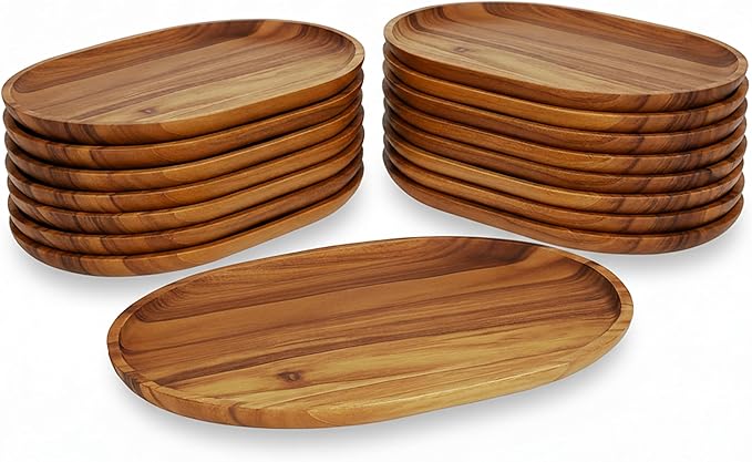 Woodard & Charles 15-Inch Acacia Oval Tray, Large - Pack of 16