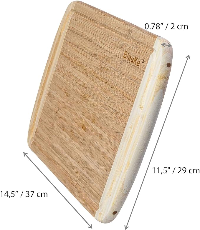 Wood Cutting Board for Kitchen – 14x11" Bamboo Cutting Board with Juice Groove – Wooden Chopping Board, Serving Tray, Butcher Block – BlauKe®