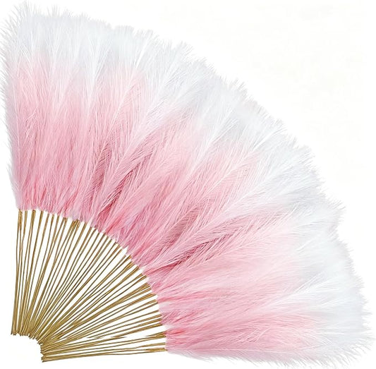 TORONTOKYO Pink Pampas Grass Decor, 50Pcs 21.6 inch, Artificial Short Faux Pompas Grass Small Fluffy Arrangement for Wedding Boho Home Pink Xmas Decor Vase Filler
