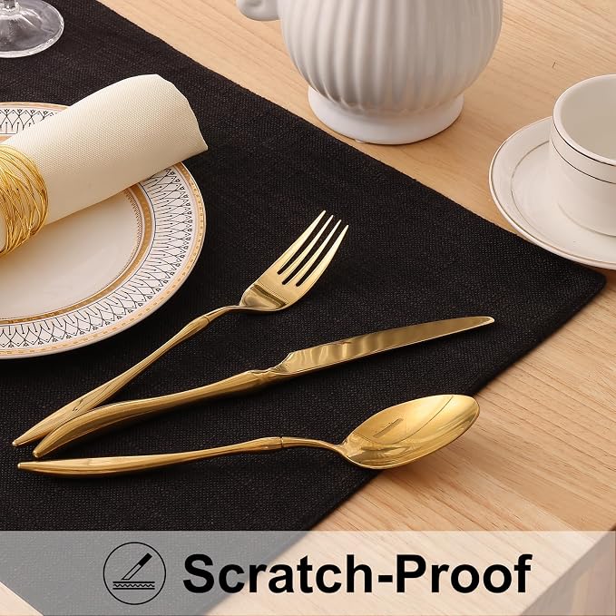 homing Faux Cotton Linen Placemats Set of 8, Cloth Washable Farmhouse Dining Table Mats for Indoors & Outdoors, Easy to Clean, Black, 13 x 19 Inch