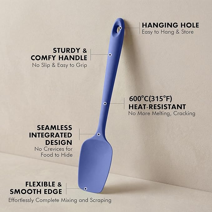 Silicone Spoonula Set: 600ºF Heat Resistant Food Grade Cooking Baking Utensils, Kitchen Flexible Nonstick Rubber Pan Spoon Spatula for Mixing, Scrambling, Scooping (3 Pieces, Multicolor 4)