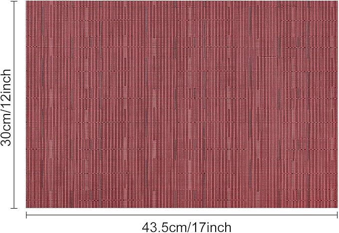 Myir JUN Placemats Set of 4, Vinyl Woven Placemats Place Mats Indoor Set of 4 Washable Table Mats Non-Slip Place mats for Dining Table (Red, Set of 4)