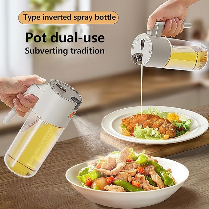 2026 New 20.3oz/600ml Olive Oil Sprayer for Cooking, Leak Glass Olive Oil Dispenser Bottle, 2 in 1 Oil Dispenser and Oil Sprayer, Switch Between Mist & Precision Pour for Air Fryer, BBQ, Salad, Baking