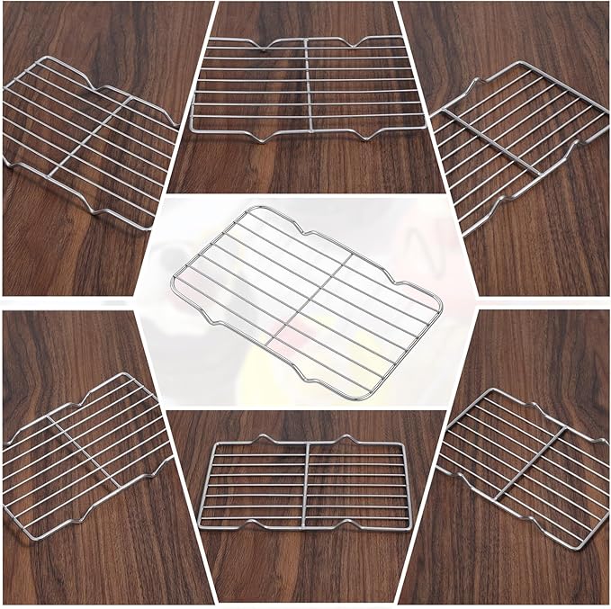 Stainless Steel Cooling Rack, Roasting Racks, Wire Rack for Baking Sheet, 5.3" x 8.46" Heavy Duty Wire Rectangle Oven Grill Racks with 4 Legs for Baking Cooling
