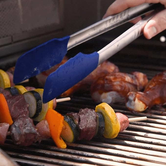 GIR: Get It Right Premium Stainless Steel Locking Tongs - Non-Stick Heat Resistant Silicone and Nylon Tip Food Tongs Perfect For Cooking and Grilling - Ultimate - 13 IN, Slate