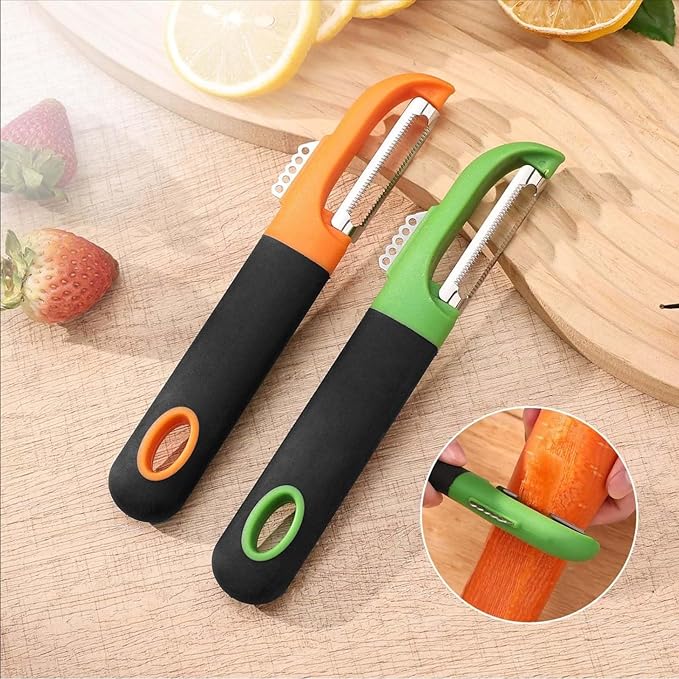 Swivel Vegetable Peeler, Ultra Sharp Stainless Steel Fruit Peeler with Ergonomic Non-Slip Handle, Multifunctional Kitchen Peeler for Potato Carrot Apple Orange Citrus, Dishwasher Safe