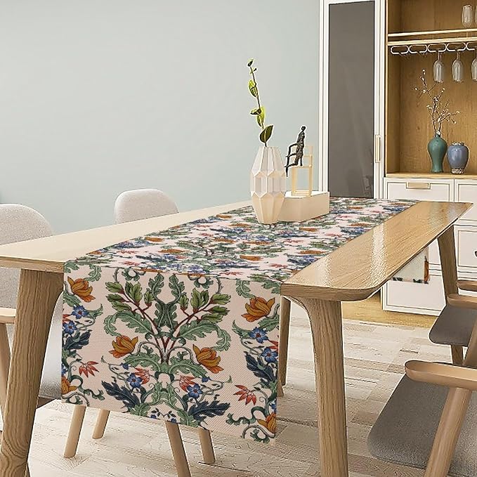 William Morris Table Runner,Vintage Floral Country Table Runner Farmhouse Kitchen Table Party Picnic Decor 13x108 Inch