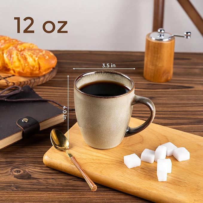 GBHOME Ceramic Coffee Mugs Set of 6, 12oz Stoneware Coffee Mugs Set For Dad Mom Women MEN, Light Weight Coffee Cups for Latte/Tea/Beer/Hot Cocoa, Dishwasher & Microwave Safe