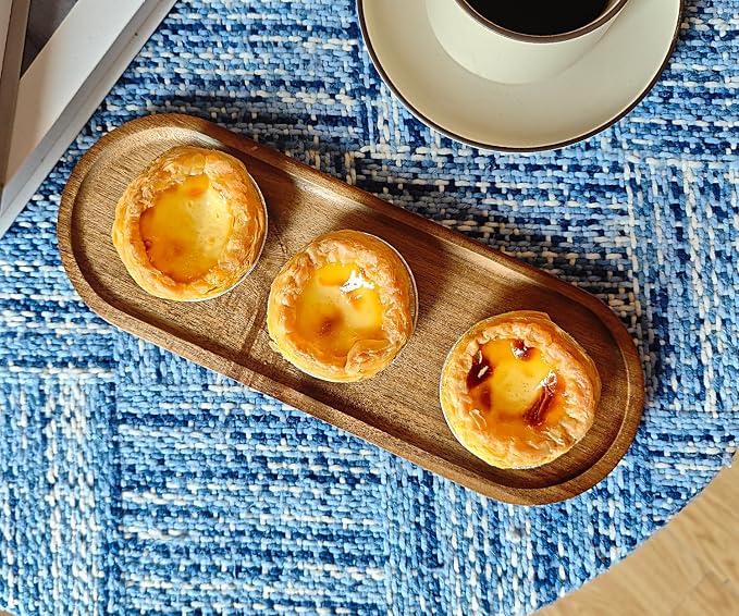 Small Wooden Oval Tray (11.3 x 4.1 inch) 3 Pack | Serving Tray for Coffee Tables, Dessert, Snack, Fruit, Acacia Wood Platter for Vegetable, Decor Restaurant