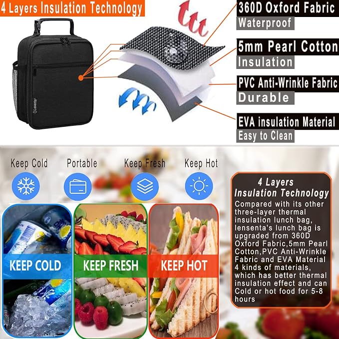 Lunch Box for Men Women Adult-Small Insulated Lunch Bag for Office Hiking - Portable Reusable Lunch Box
