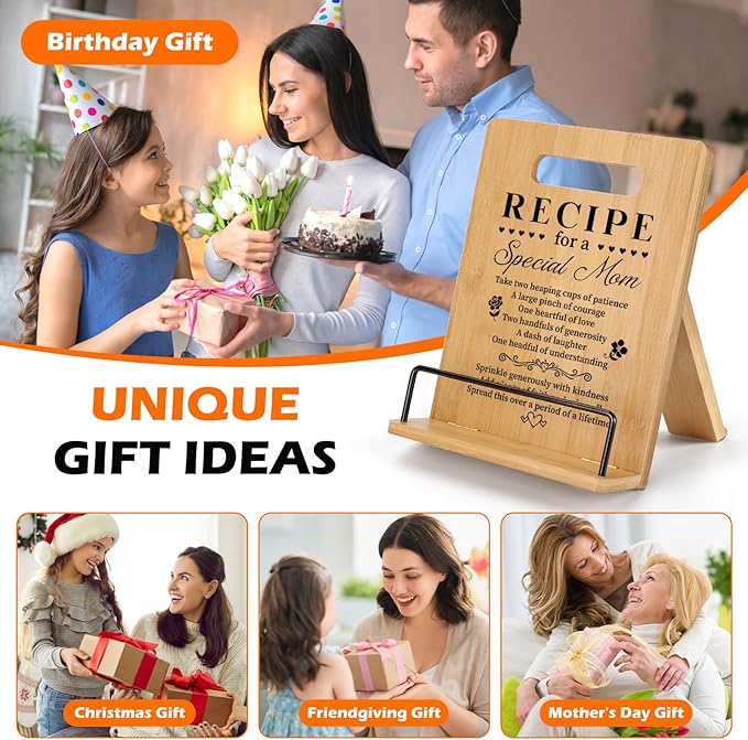 Mothers Day Birthday Gifts for Mom Cookbook Stand, Mom Birthday Gifts from Daughter Son, Best Mom Gifts Ideas, Mothers Day Gifts for Mom Best Mom Ever Gifts Mom Gifts for Birthday Christmas